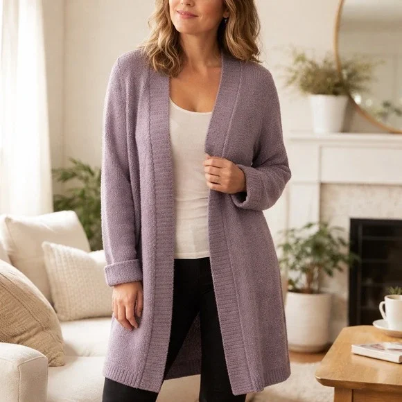 Daily Practice by Anthropologie Cosy Purple Cardigan Size Medium - Picture 1 of 9